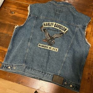 Vintage Harley Davidson eagle graphic Jean vest